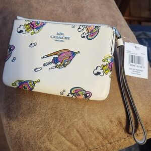 Coach Corner Zip Wristlet Cosmic Rockets